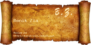Benik Zia névjegykártya